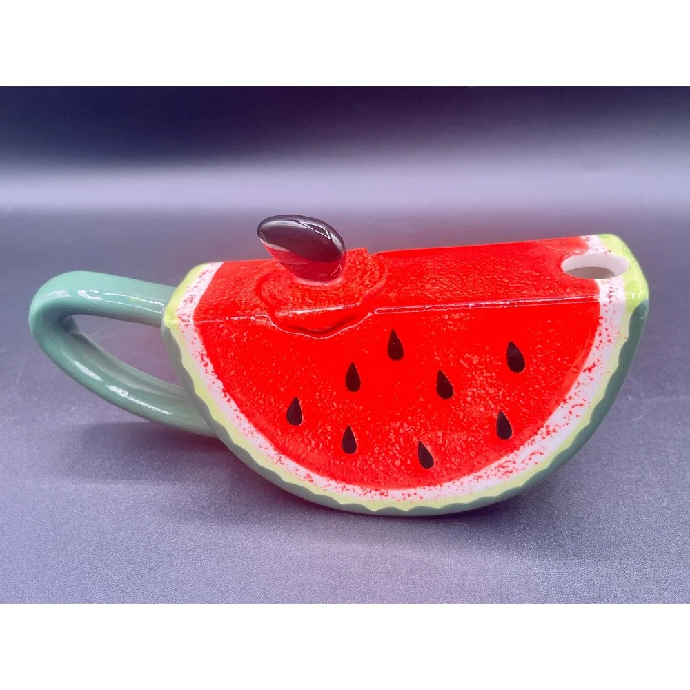 Watermelon Ceramic Serving Set Divided Tray Creamer Sugar Summer Decor 3pc 9